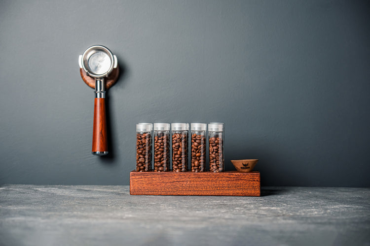 Knodos Single Dose Bean Cellar with Wooden Display Rack - Sigma Coffee UK