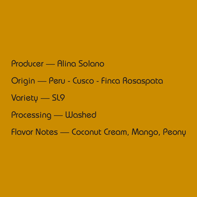 Mirra Coffee - Alina Solano Washed SL9 | Peru