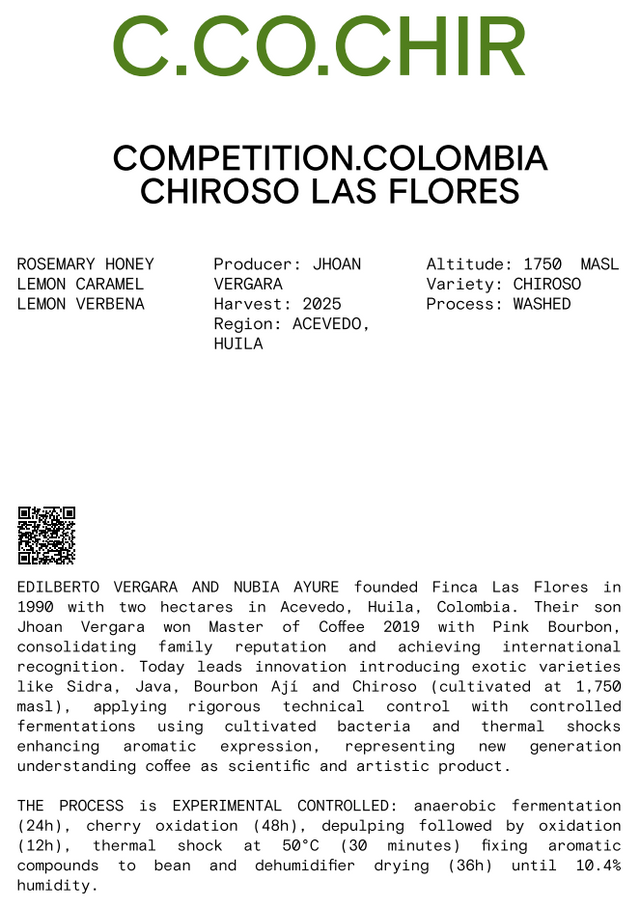 Nomad - Competition, Colombia - Las Flores - Washed Chiroso - Sigma Coffee UK