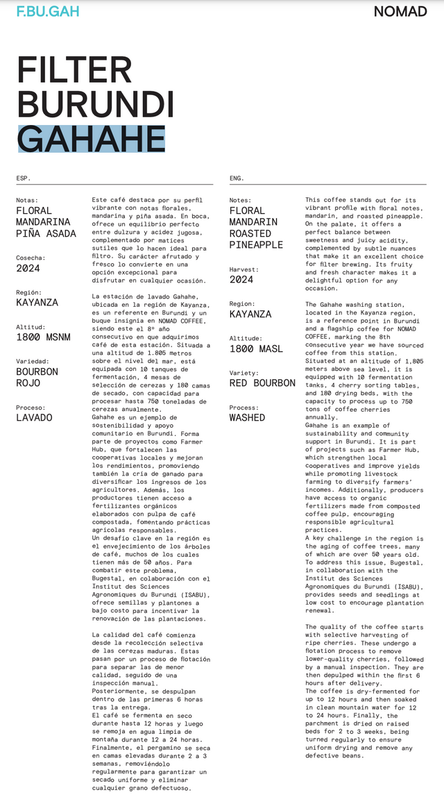 Nomad - Filter, Burundi Gahahe Red Bourbon