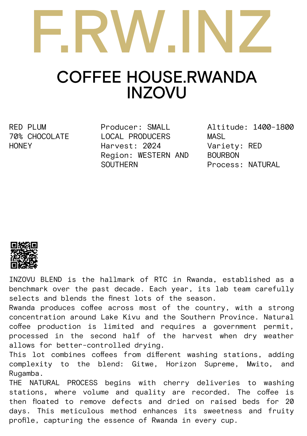 Nomad - House Coffee, Rwanda Inzovu