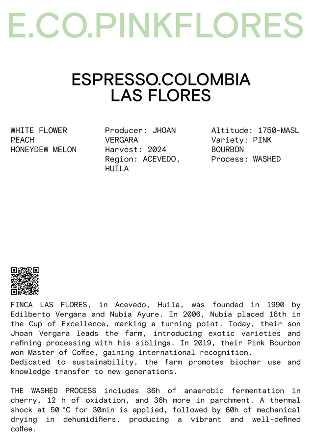 Nomad - Espresso, Colombia - Las Flores - Washed Pink Bourbon