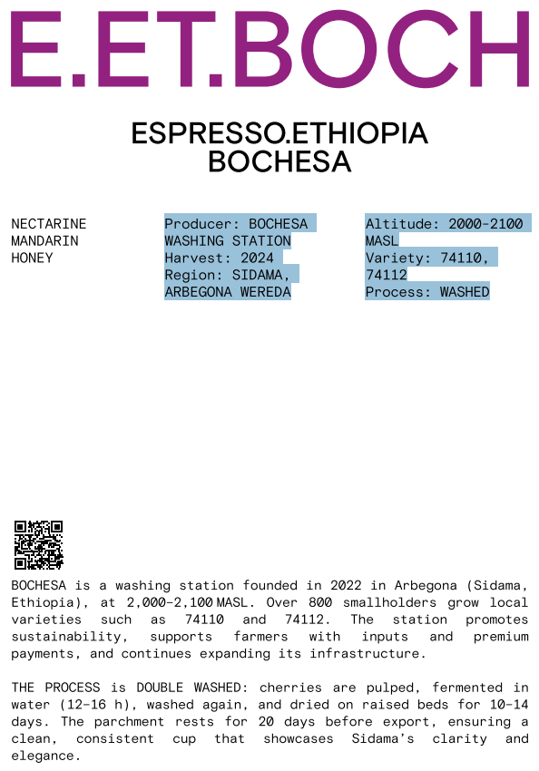 Nomad - Espresso, Ethiopia, Bochesa - Washed 74110 74112