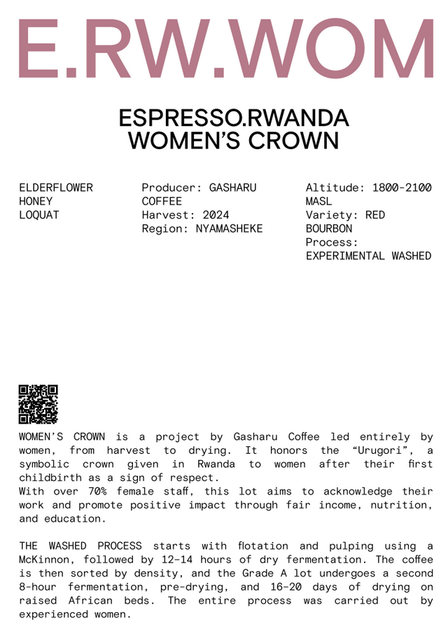 Nomad - Espresso Rwanda Women's Crown - Washed Red Bourbon - Sigma Coffee UK