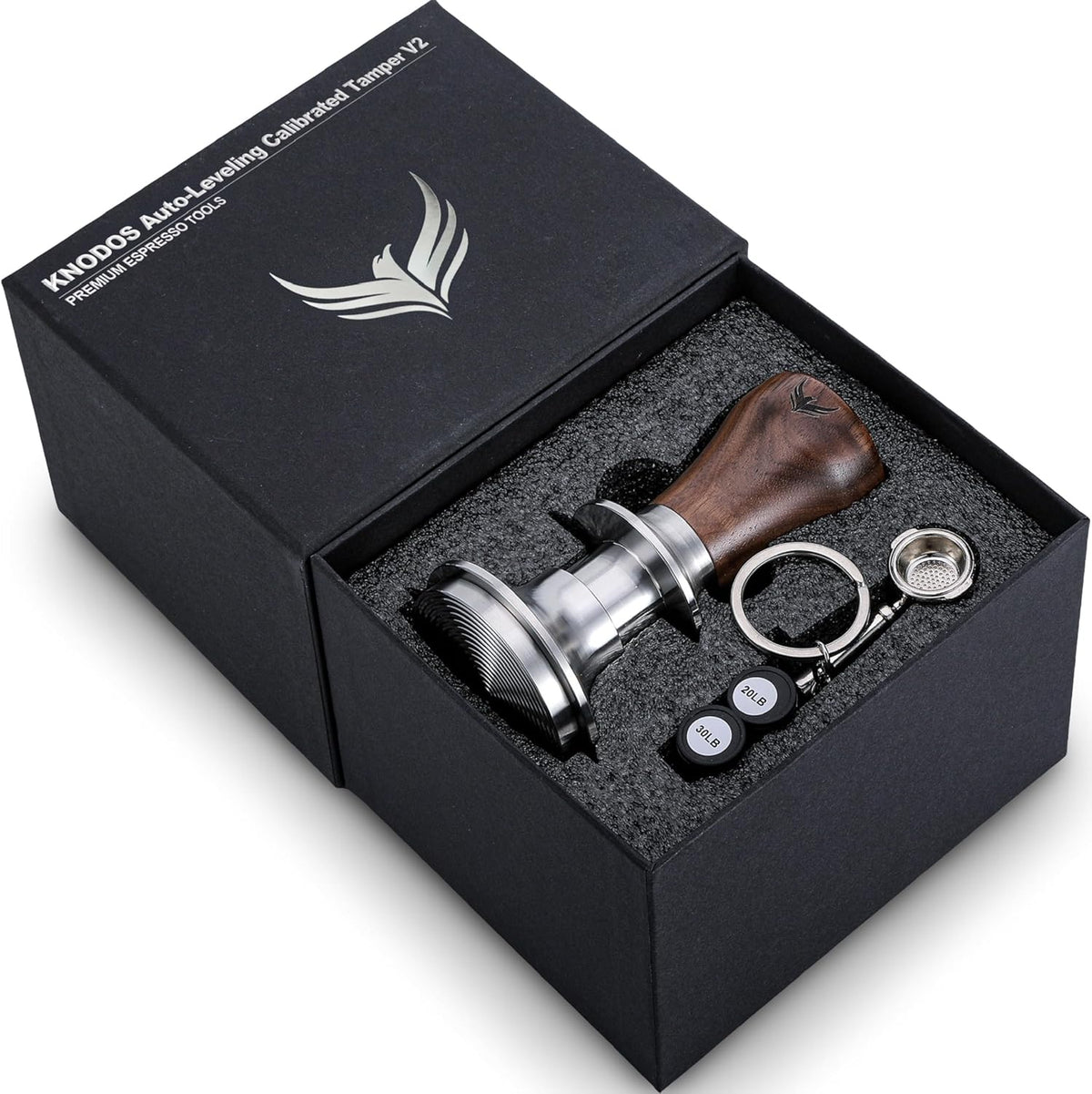 KNODOS Portafilter Auto-Levelling Spring Tamper | Walnut - Sigma Coffee UK