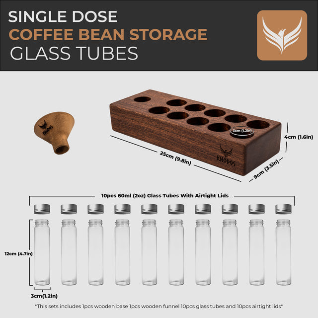 Knodos Single Dose Bean Cellar with Wooden Display Rack - Sigma Coffee UK