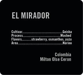 Apollon's Gold - El Mirador - Washed Gesha | Colombia - Sigma Coffee UK
