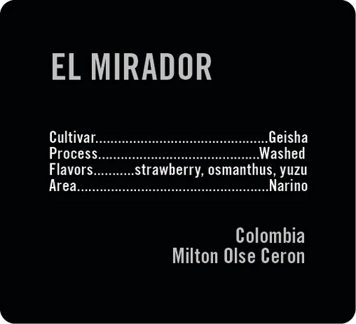 Apollon's Gold - El Mirador - Washed Gesha | Colombia - Sigma Coffee UK