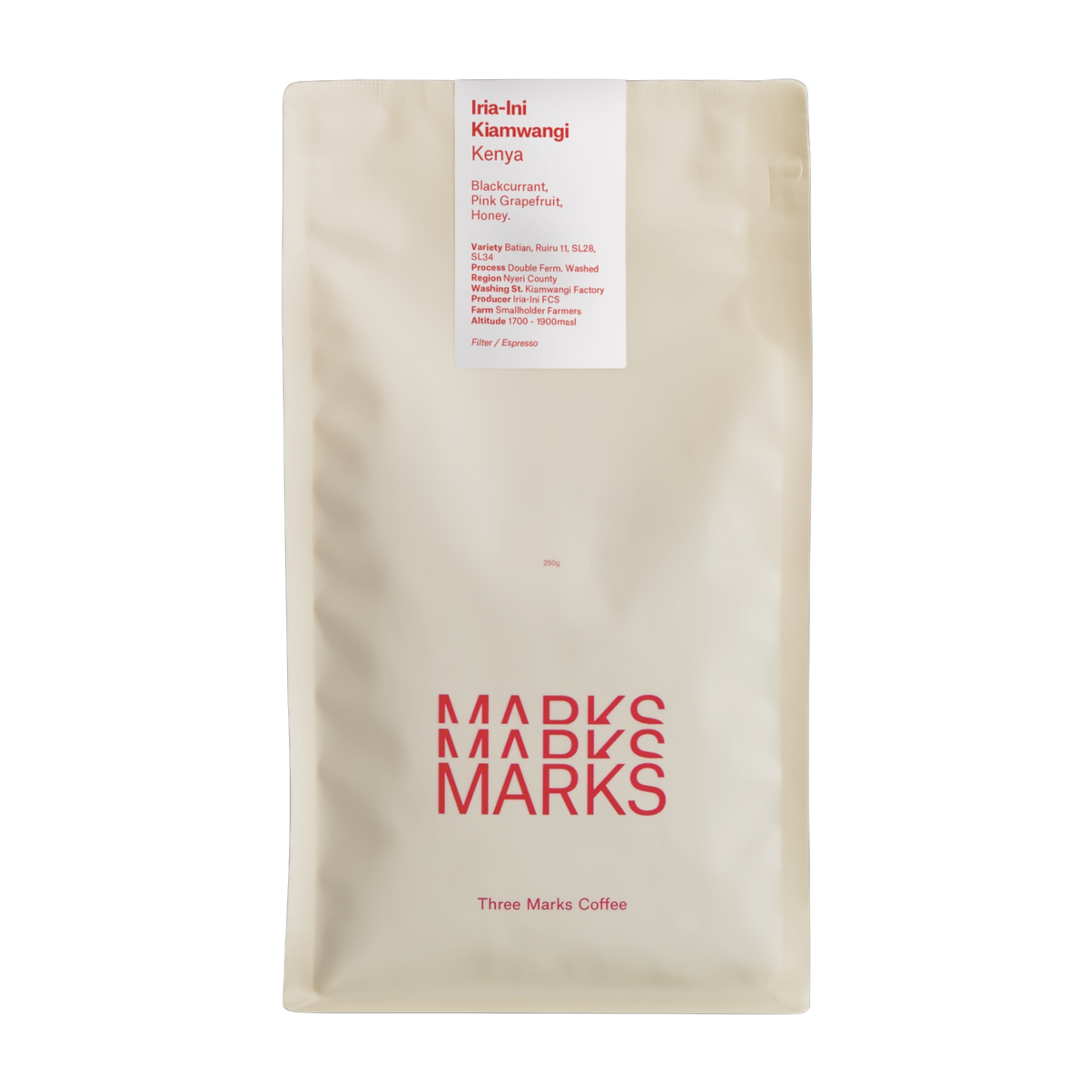 Three Marks Coffee - Iria‑Ini Kiamwangi Dbl Fermentation Washed | Kenya
