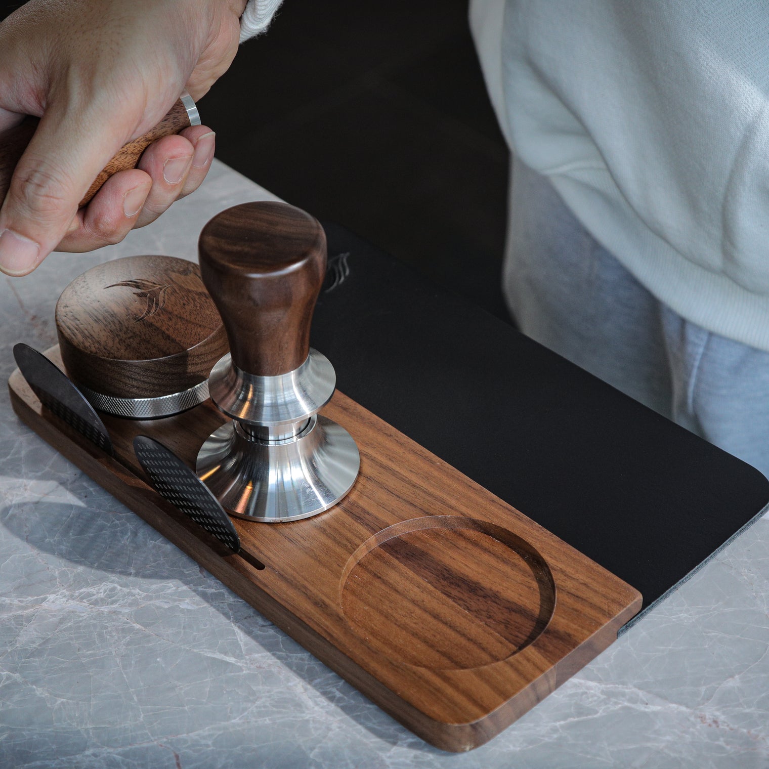 Knodos Tamping Mat with Tool Organiser - Walnut