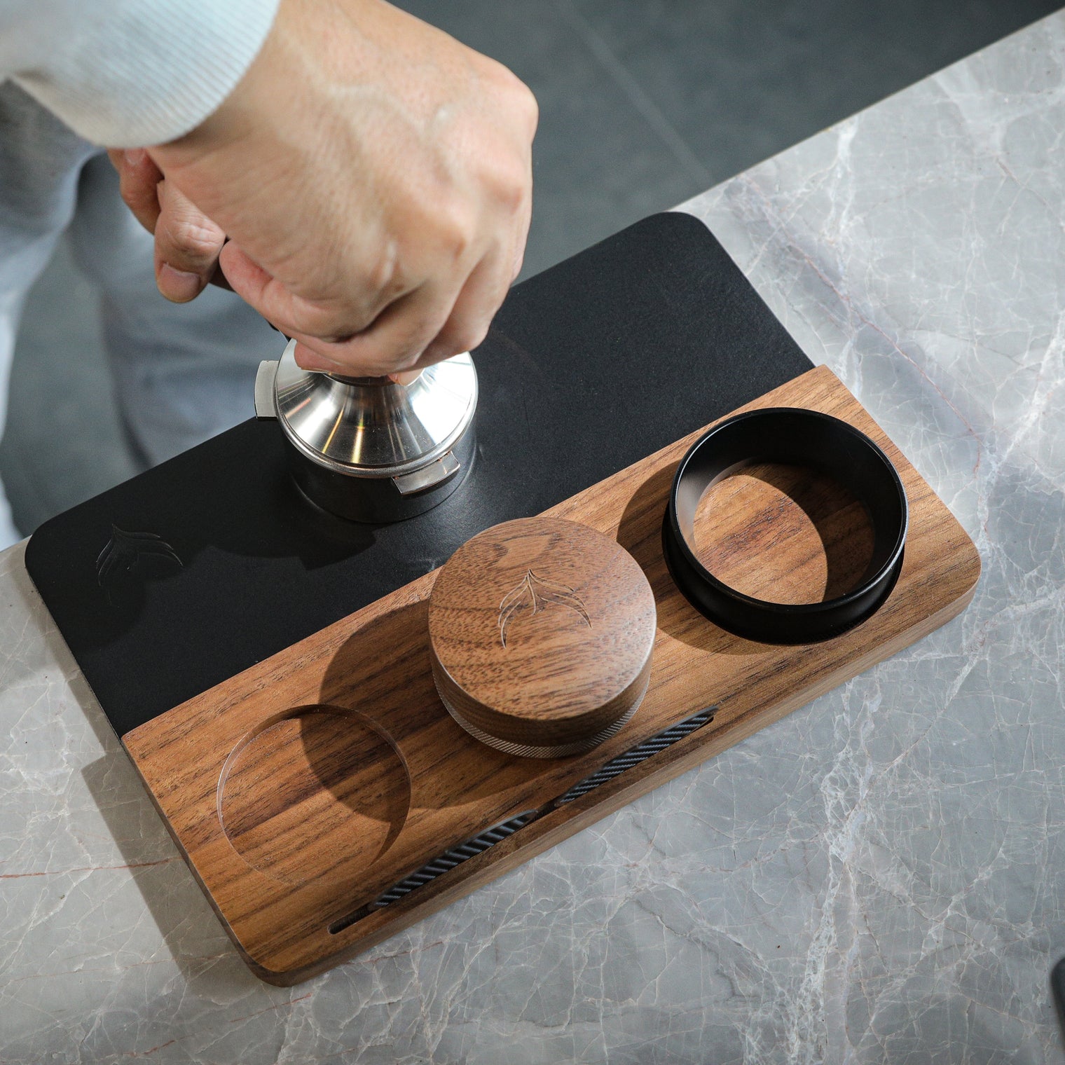 Knodos Tamping Mat with Tool Organiser - Walnut