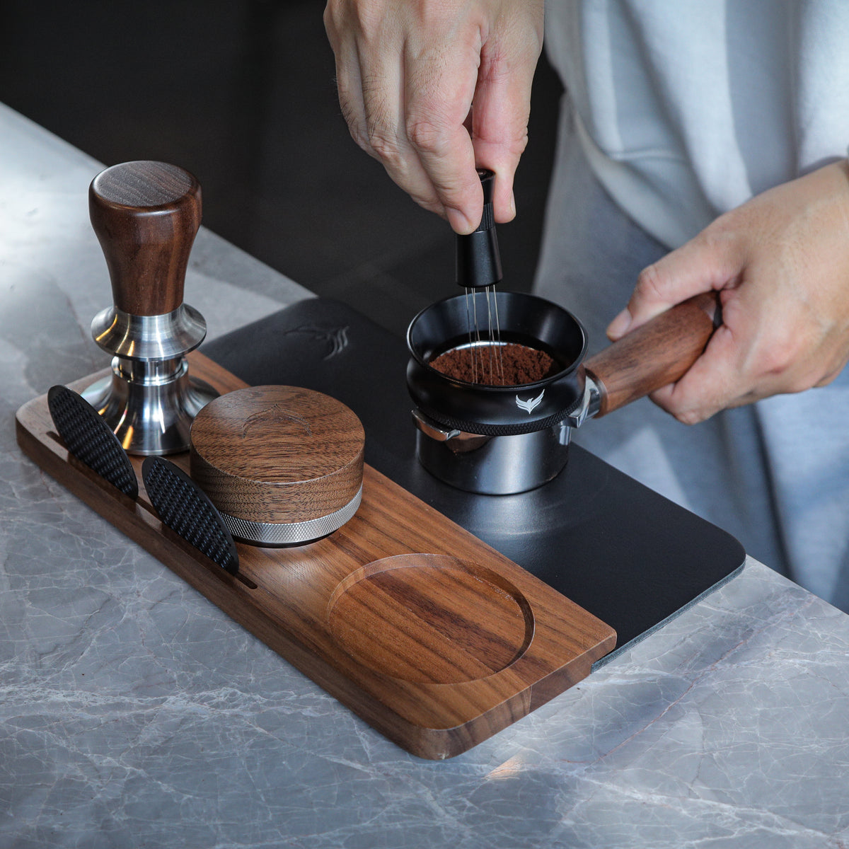 Knodos Tamping Mat with Tool Organiser - Walnut - Sigma Coffee UK