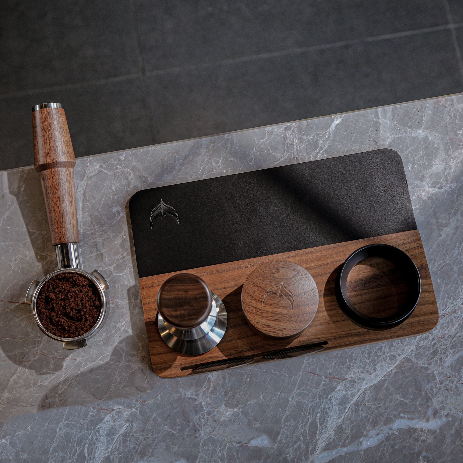 Knodos Tamping Mat with Tool Organiser - Walnut