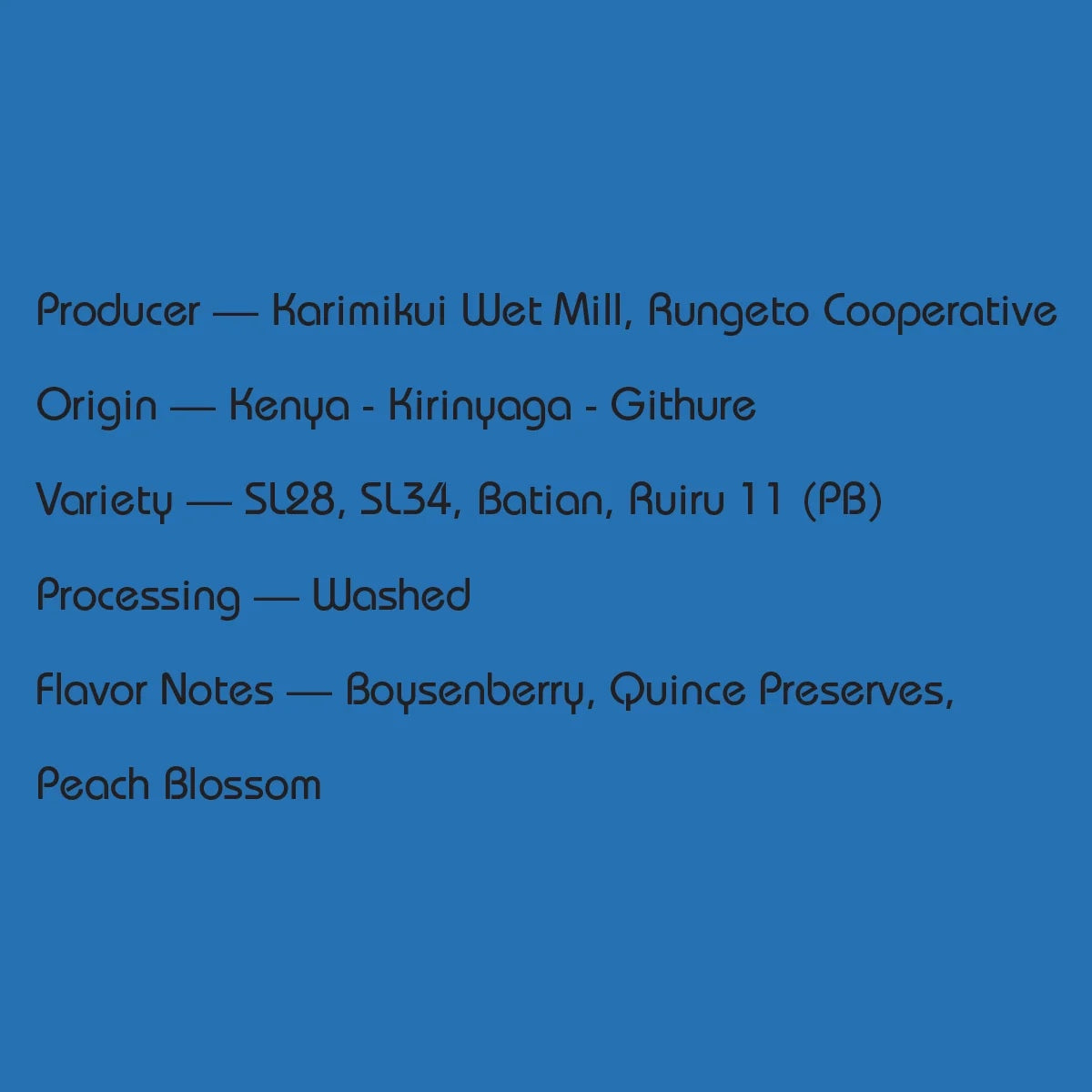 Mirra Coffee - Karimikui PB Washed | Kenya
