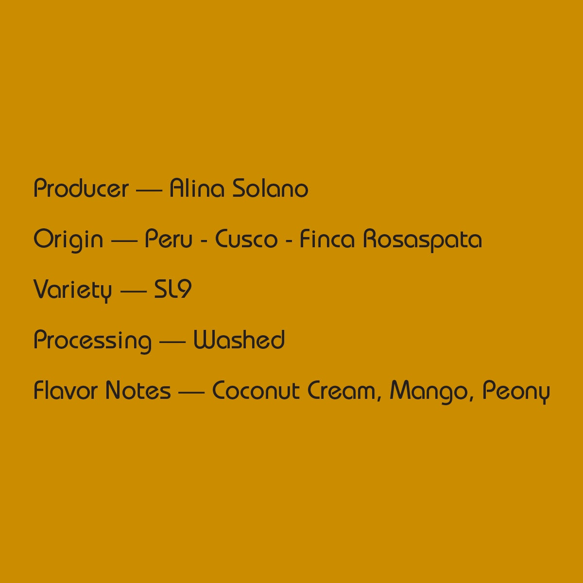 Mirra Coffee - Alina Solano Washed SL9 | Peru