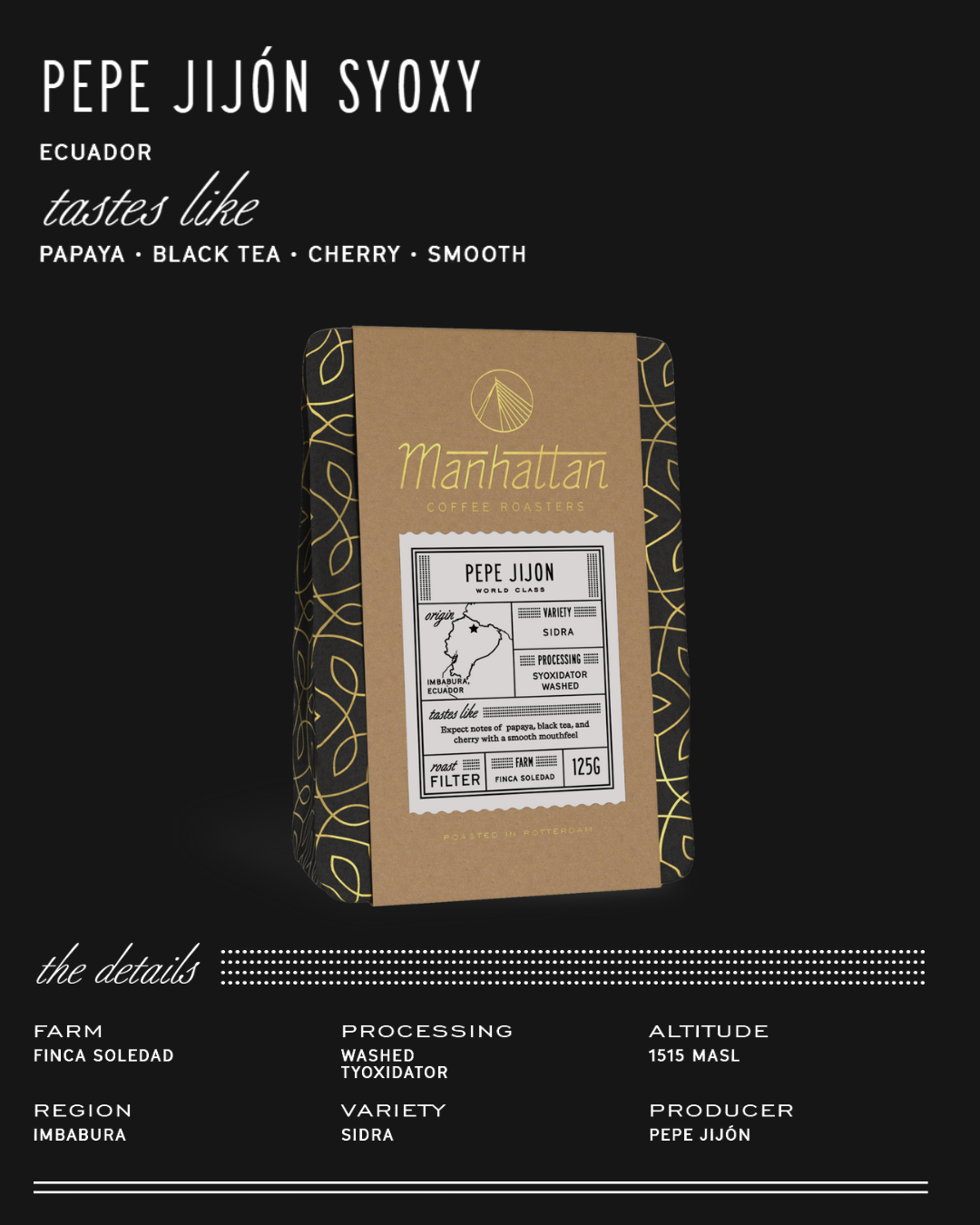 Manhattan Roasters - Sidra - Equador, Pepe Jijon Syoxy - Sigma Coffee UK