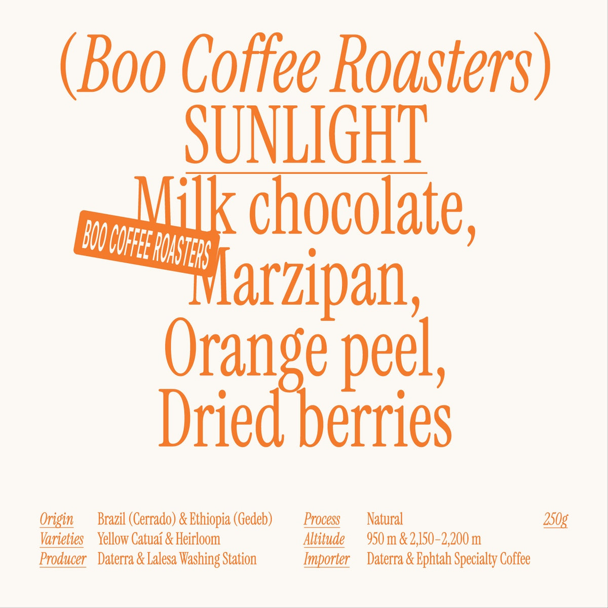 Boo Coffee Roasters - Sunlight Blend - Natural | Brazil & Ethiopia