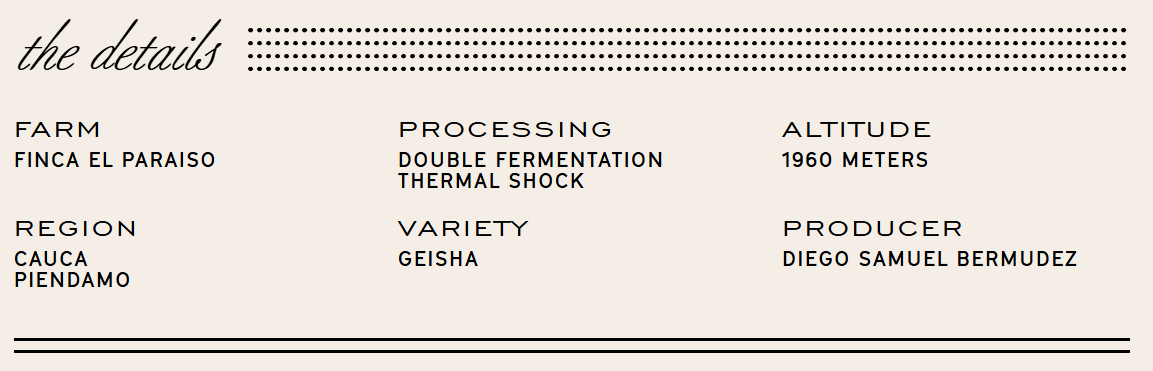 Manhattan Roasters - Gesha - Colombia, Letty Bermudez